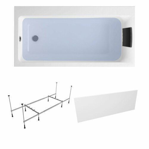 Акриловая ванна 160х80 см Lavinia Boho Catani набор 4 в 1 S2-371216PL: ассиметричная ванна (левый разворот), каркас, подголовник, лицевой экран
