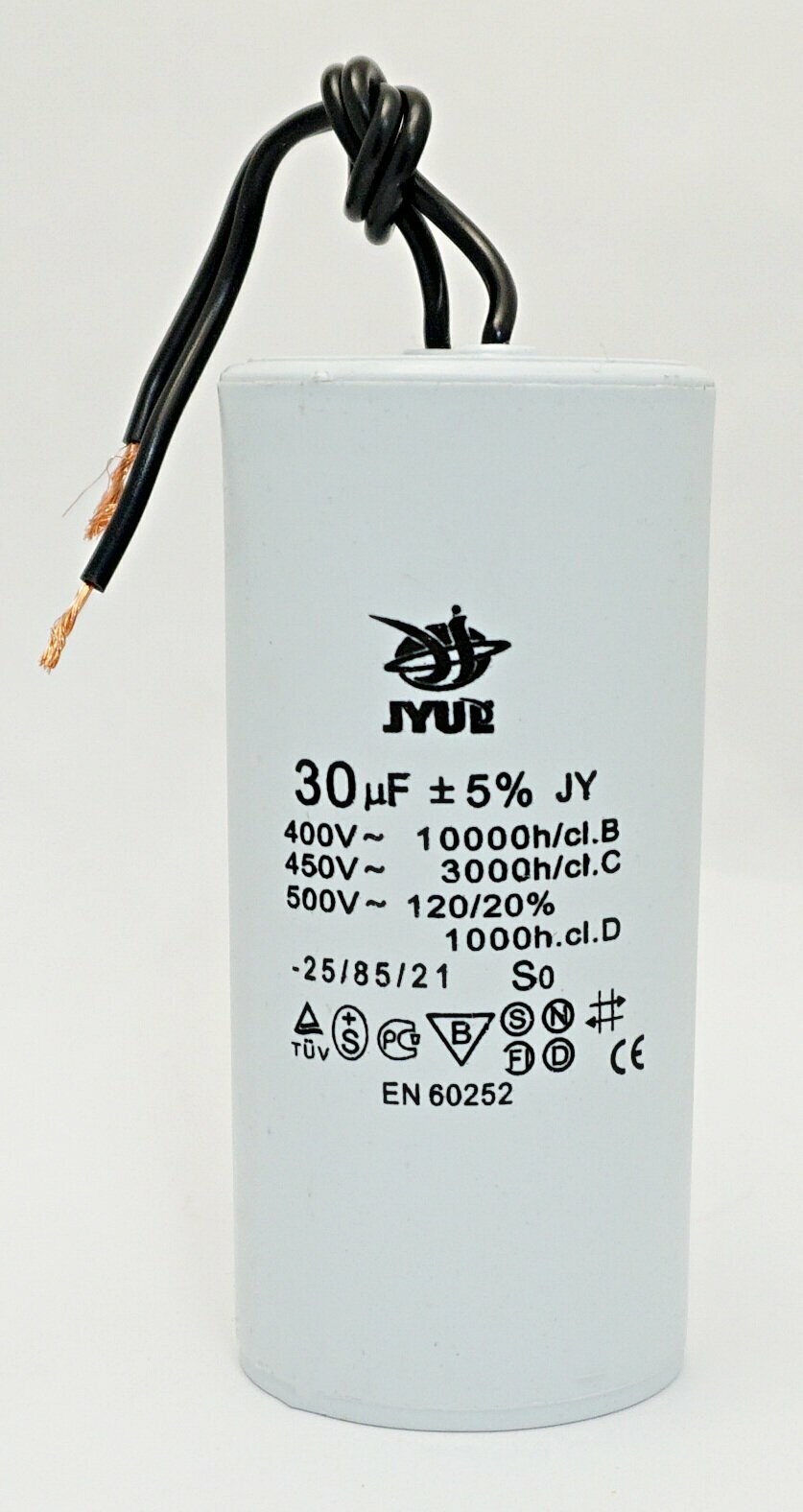 CBB-60 30 µF 450 VAC 43x95 50Hz гибкие выводы конденсатор пусковой