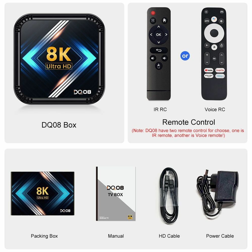 Смарт ТВ приставка DQ08 Rockchip RK3528 Android 13 Поддержка 8K Видео BT4.0 Двойной WiFi 4/32ГБ Медиаплеер — фото 14