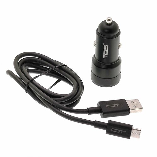 Зарядное устройство автомобильное USB + кабель Type-C 1.2м (PD20W+QC3.0, 3000mA) TDS TS-CAU55 Черный черный, размер 60*25 мм