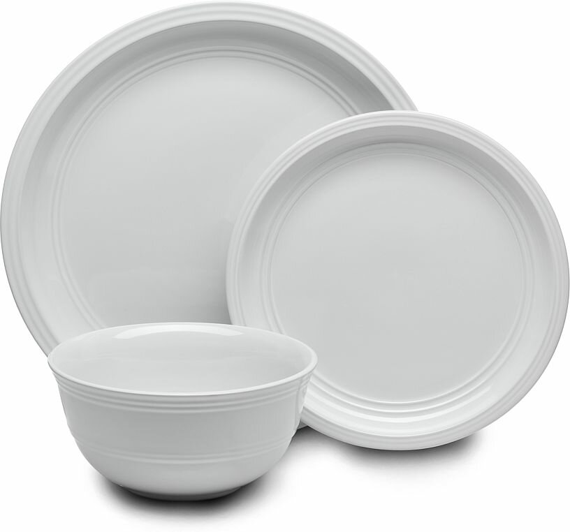 Набор посуды столовый цвет белый рельеф 12 предметов