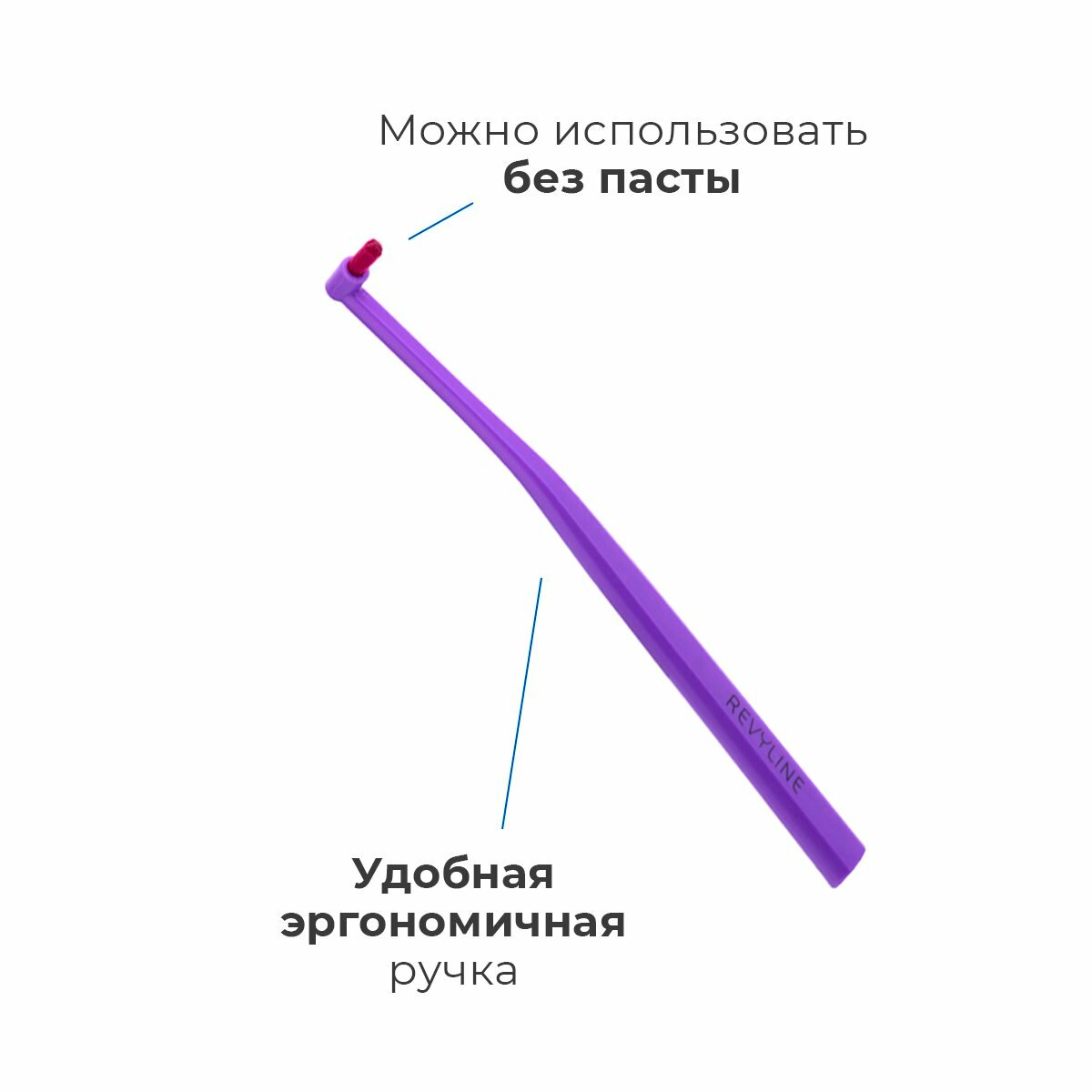 Зубная щетка Revyline SM1000 Single Long, монопучковая, фиолетовая/фиолетовая