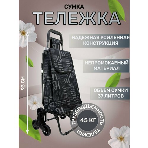 Сумка-тележка , 37 л, 44.5х93х93 см, ручная кладь, черный