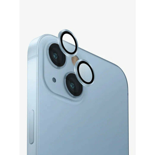 Защитное стекло для камеры iPhone 15/15 Plus Uniq OPTIX Camera Lens protector Aluminium Mist Blue