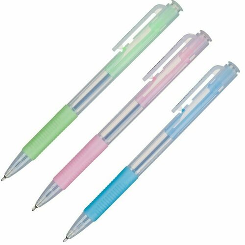 Ручка шариковая синяя автоматическая Attache Акварель 0.4мм, ручки шариковые, набор ручек, 50 шт.