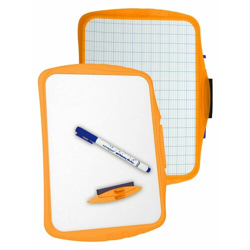Набор KEYROAD: белая маркерная доска 29X20.5X0.4см для письма и рисования, маркер, губка, оранжевый