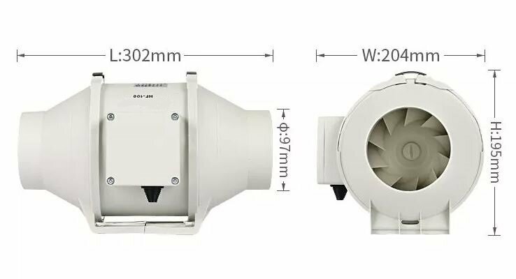 Малошумный канальный вентилятор Dastech HF-100PE (ЕС двигатель, свободная регулировка, 366 м³/час, давление 578 Па, уровень шума 35 Дб) - фотография № 7