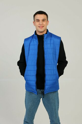 Изображение товара Жилет утепленный стеганый женский/мужской вилан на молнии, размер 44-46, васильковый