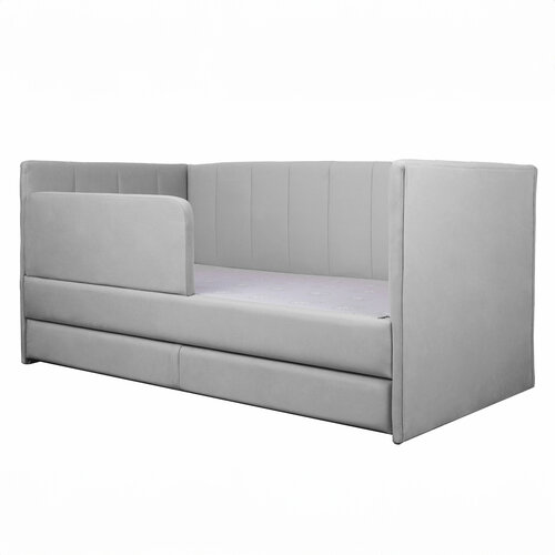 Кровать-диван Хагги 180*90 серая с защитным бортиком, ящиком для хранения