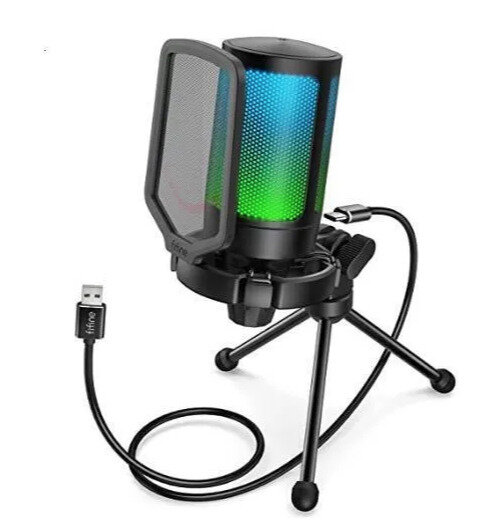 Конденсаторный USB Микрофон Fifine A6V с RGB-подсветкой (Black)