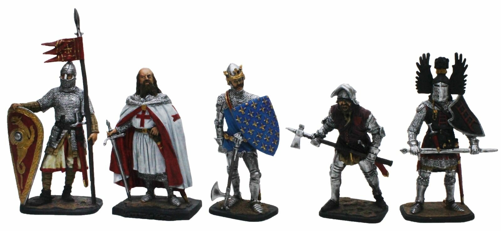 "Западноевропейские средневековые рыцари и воины" №5ЕК (5 п1) набор оловянных солдатиков полуколлекционный покрас в картонной коробке