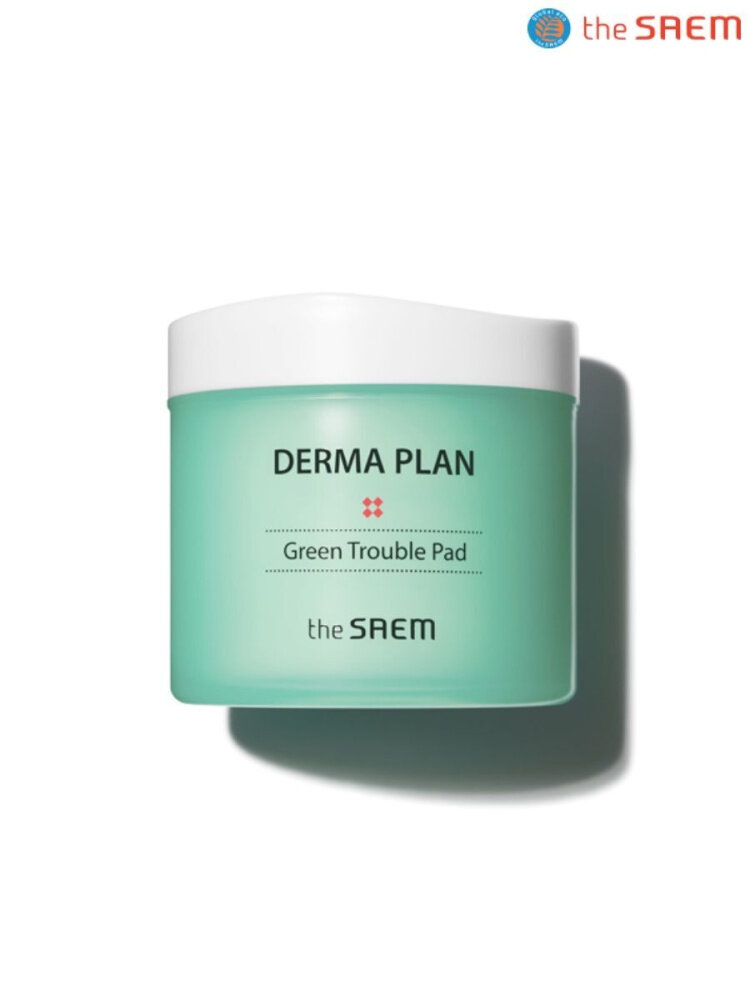 The Saem Отшелушивающие пады для чувствительной кожи Derma Plan Green Trouble Pad, 70 шт.