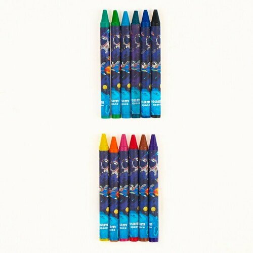 Восковые карандаши «Космос», набор 12 цветов (комплект из 16 шт)