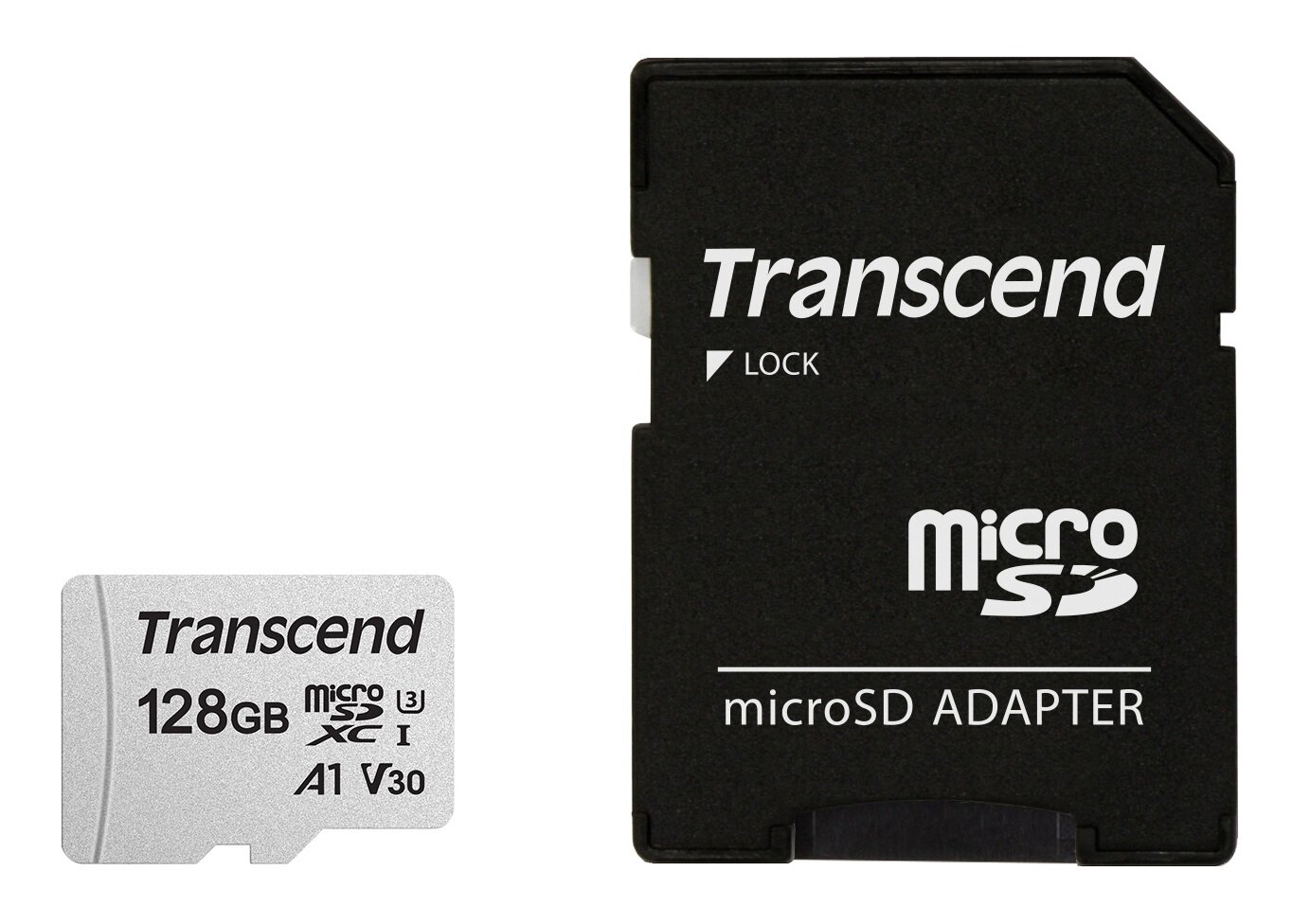 Карта памяти Transcend microSDXC 128 ГБ Class 10, V30, A1, UHS-I U1, R/W 100/40 МБ/с, адаптер на SD