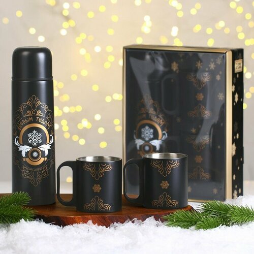 Подарочный набор Зимние узоры термос 500 мл кружка 2 шт 2525₽