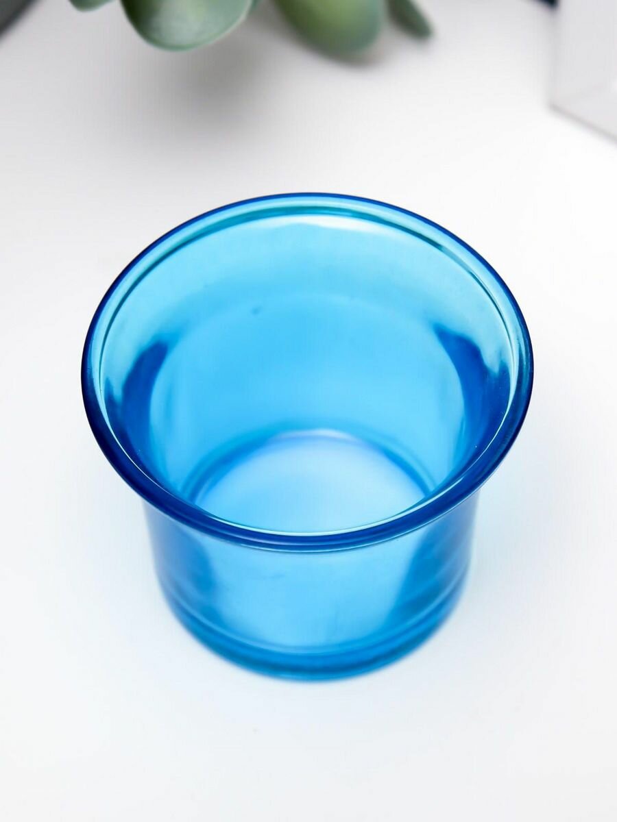 Подсвечник стекло 4,7 x 6,2 x 6,2 см "Глянец", голубой - фотография № 4