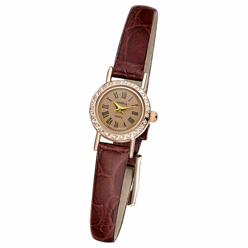 фото Наручные часы чайка, золото, фианит, бежевый