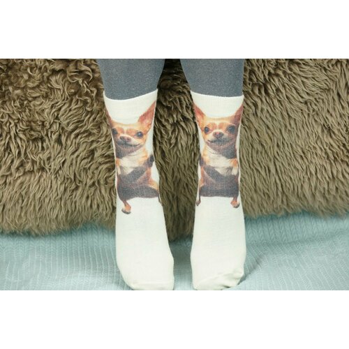 фото Носки шерстянки, размер 35/38, коричневый, белый