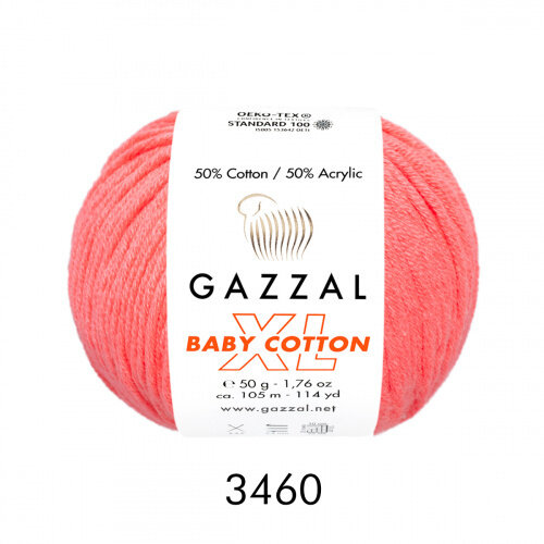 Пряжа Baby Cotton XL Gazzal (3460), 50 г, 105м, 50% хлопок, 50% акрил (2 шт.)