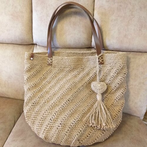 фото Сумка шоппер семицветик, фактура вязаная, бежевый нет бренда