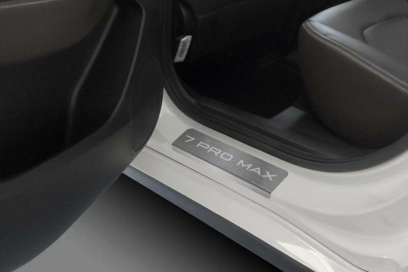 Накладки на пороги AutoMax для Chery Tiggo 7 Pro Max (Чери Тигго 7 Про Макс) 2022-н в нерж сталь с надписью 4  AMCR7PRM01