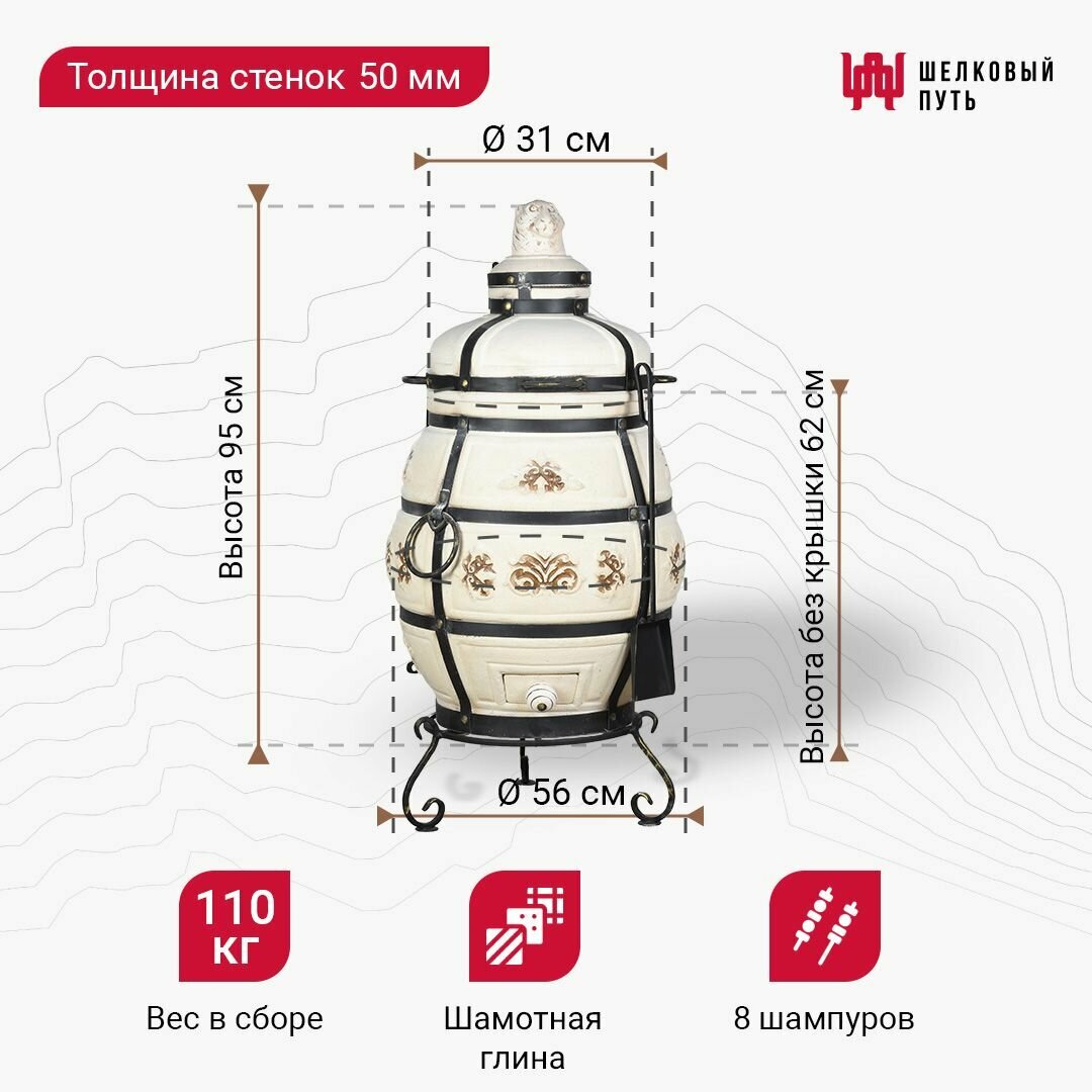 Набор "Эконом": Тандыр "Александр" с откидной крышкой + аксессуары - фотография № 3