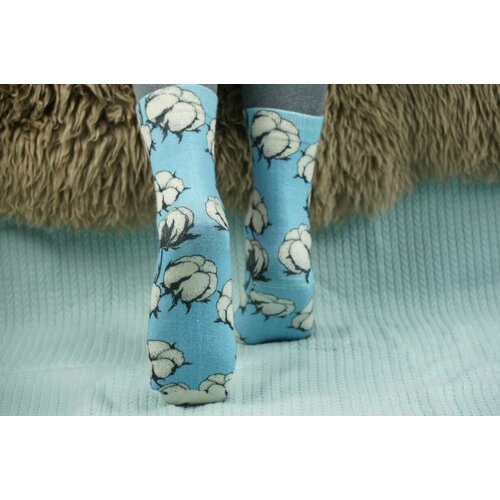 фото Носки шерстянки, размер 39/42, голубой, белый
