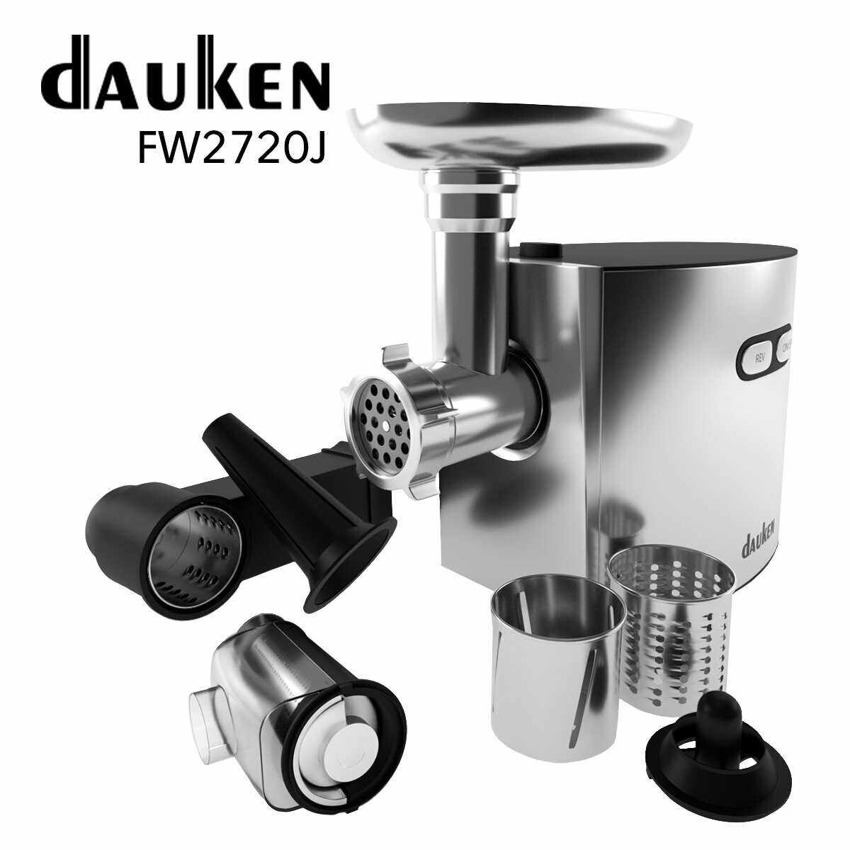 Мясорубка Dauken FW2720J с овощерезками и соковыжималкой, усиленный редуктор