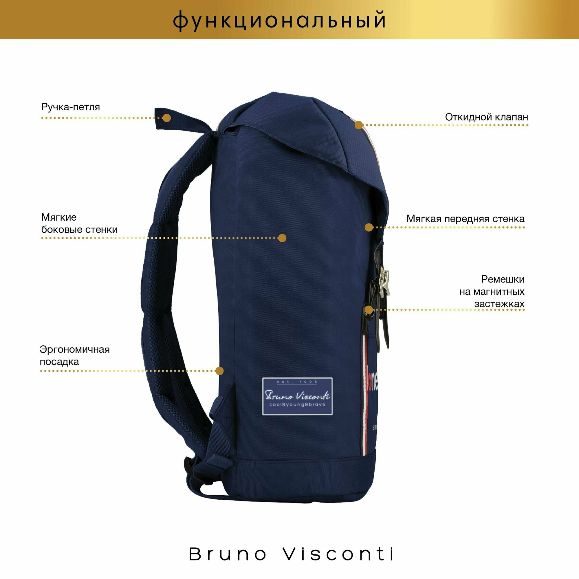 Рюкзак городской LONESTAR, синий Bruno Visconti - фото №12