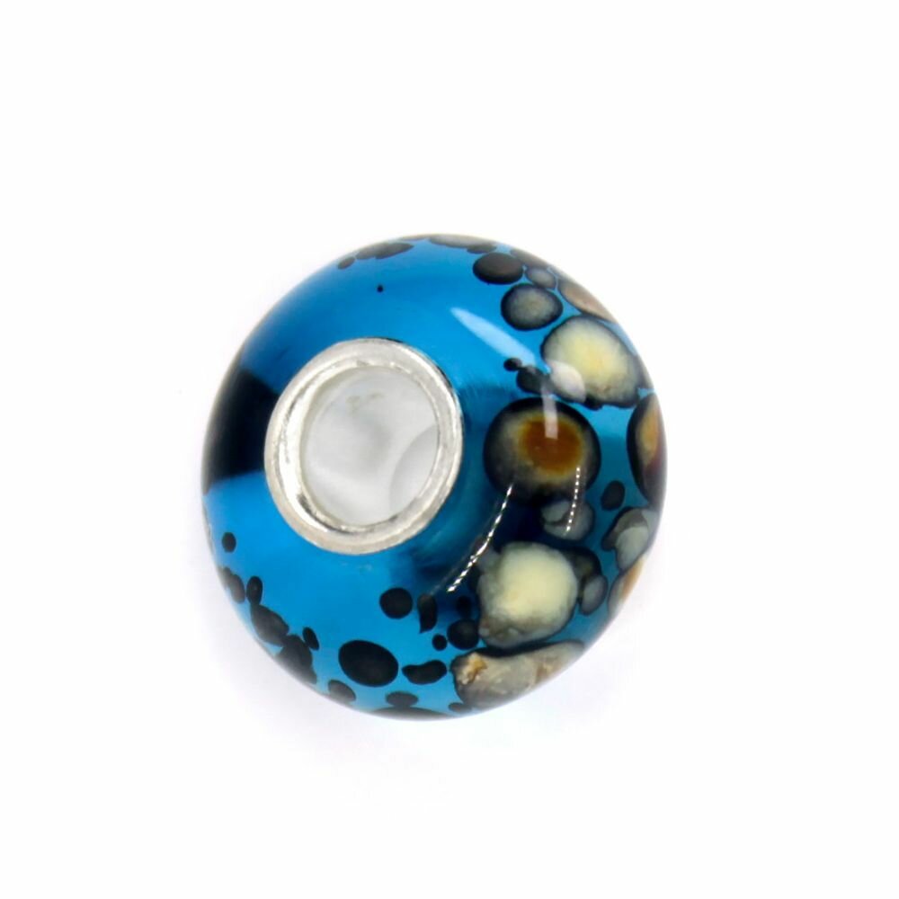 Шарм Handinsilver ( Посеребриручку ) Подвеска-шарм из муранского стекла Lampwork бирюзовый (1шт), муранское стекло