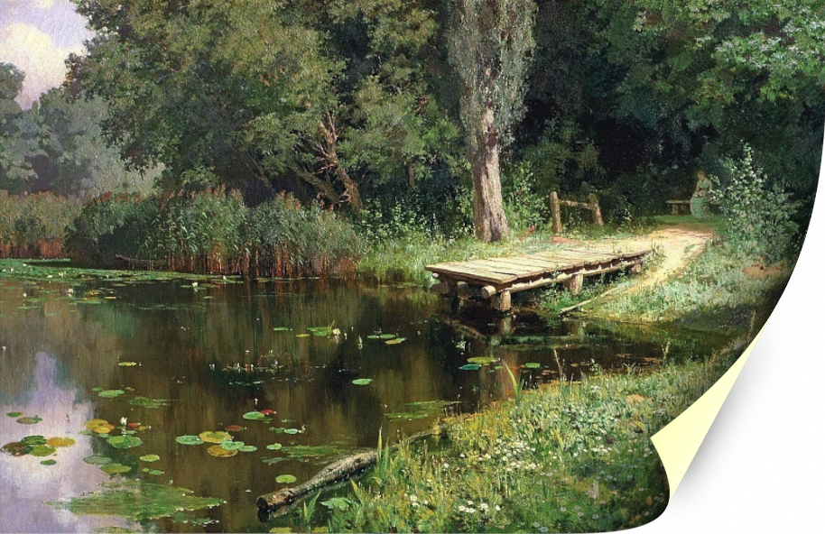 Картина для интерьера "Заросший пруд", Поленов Василий Дмитриевич, печать на холсте (60х39 см / без подрамника)
