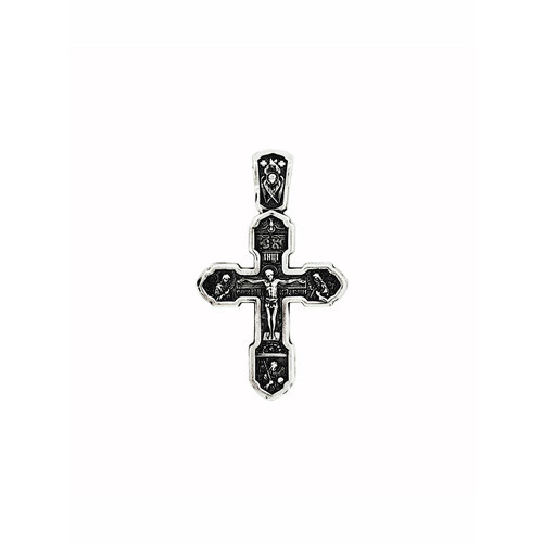 Крестик Малахит нательный православный, серебро, 925 проба, чернение православный нательный крест из чернёного серебра распятие христово