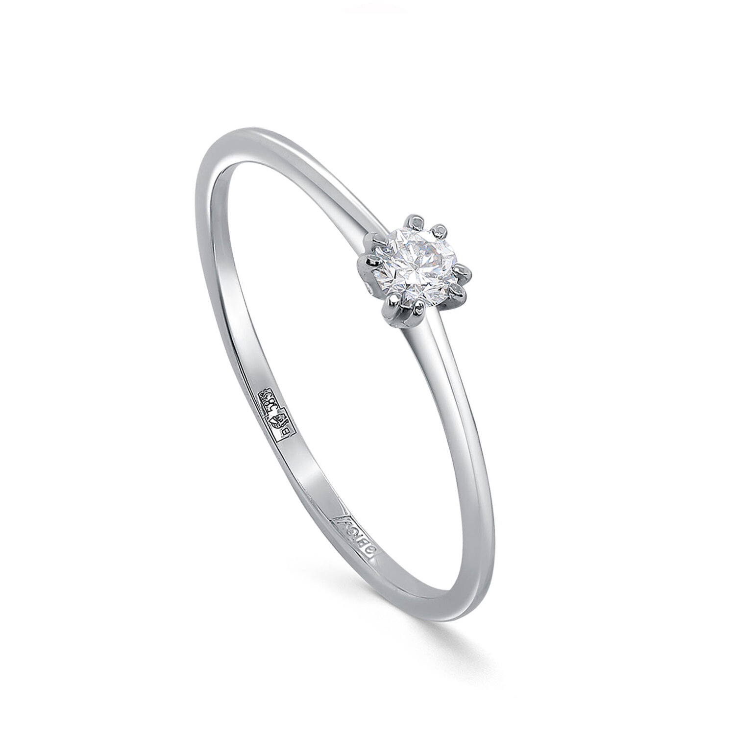 Кольцо помолвочное JEWELIN, белое золото, 585 проба, бриллиант