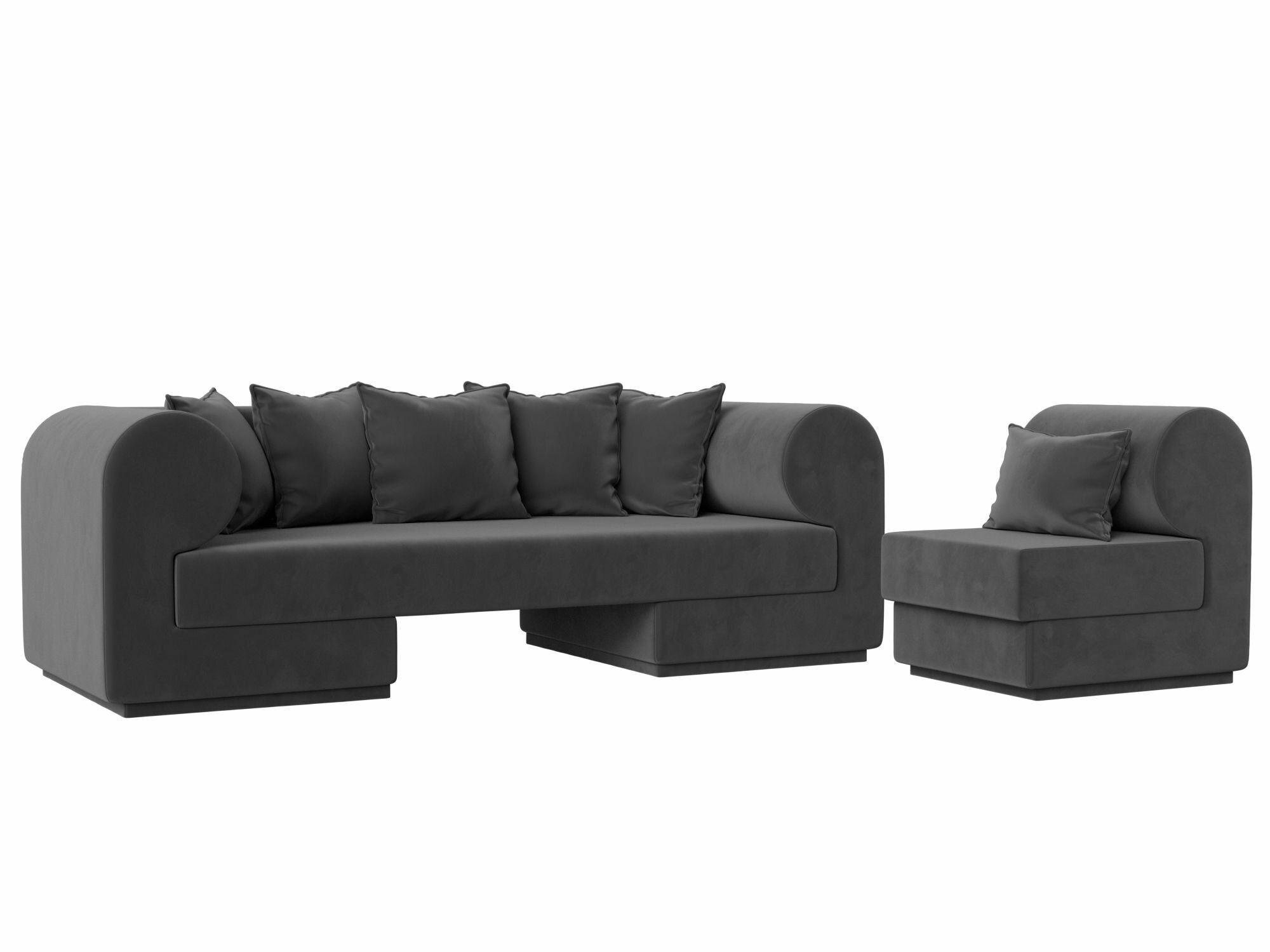 Набор Кипр-2 (диван, кресло), Велюр серый