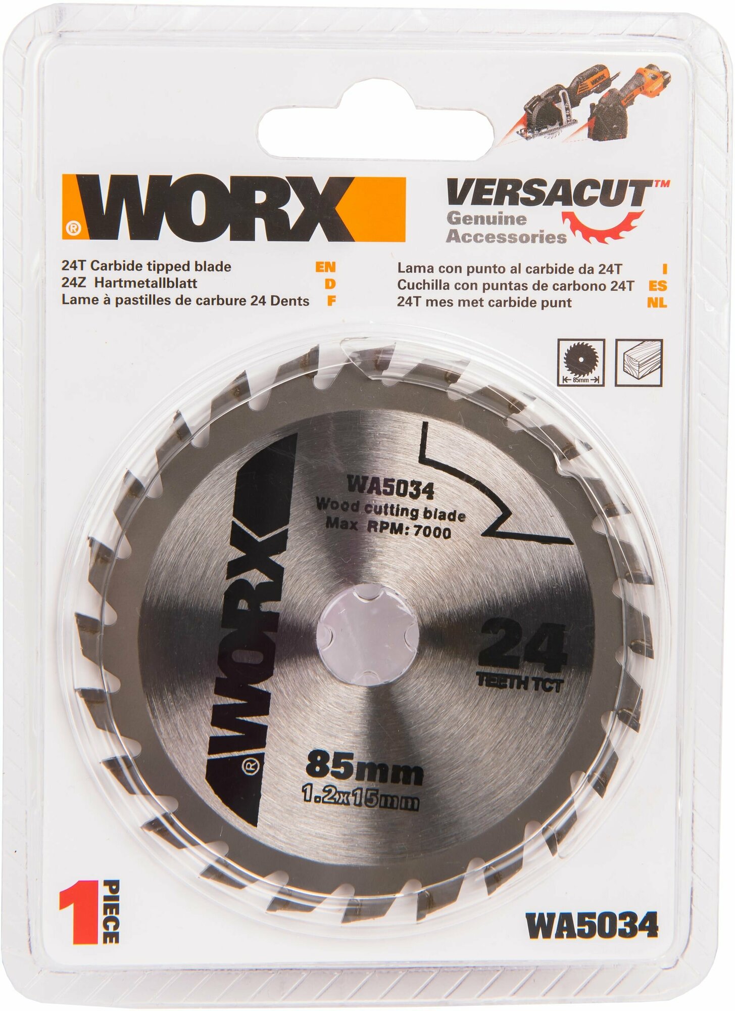 Пильный диск твердосплавный WORX WA5034 24Т ТСТ