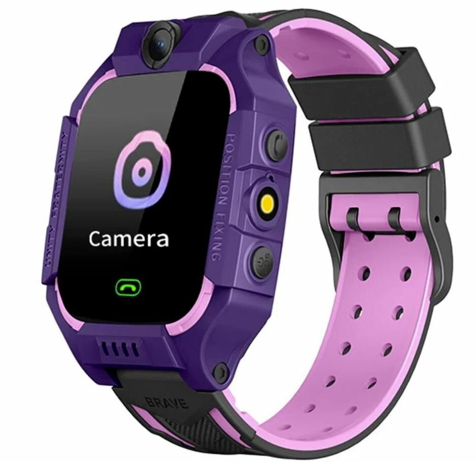 Смарт-часы детские/GPS-трекер/ Кнопка тревоги «SOS»/Будильник/Фиолетовый цвет