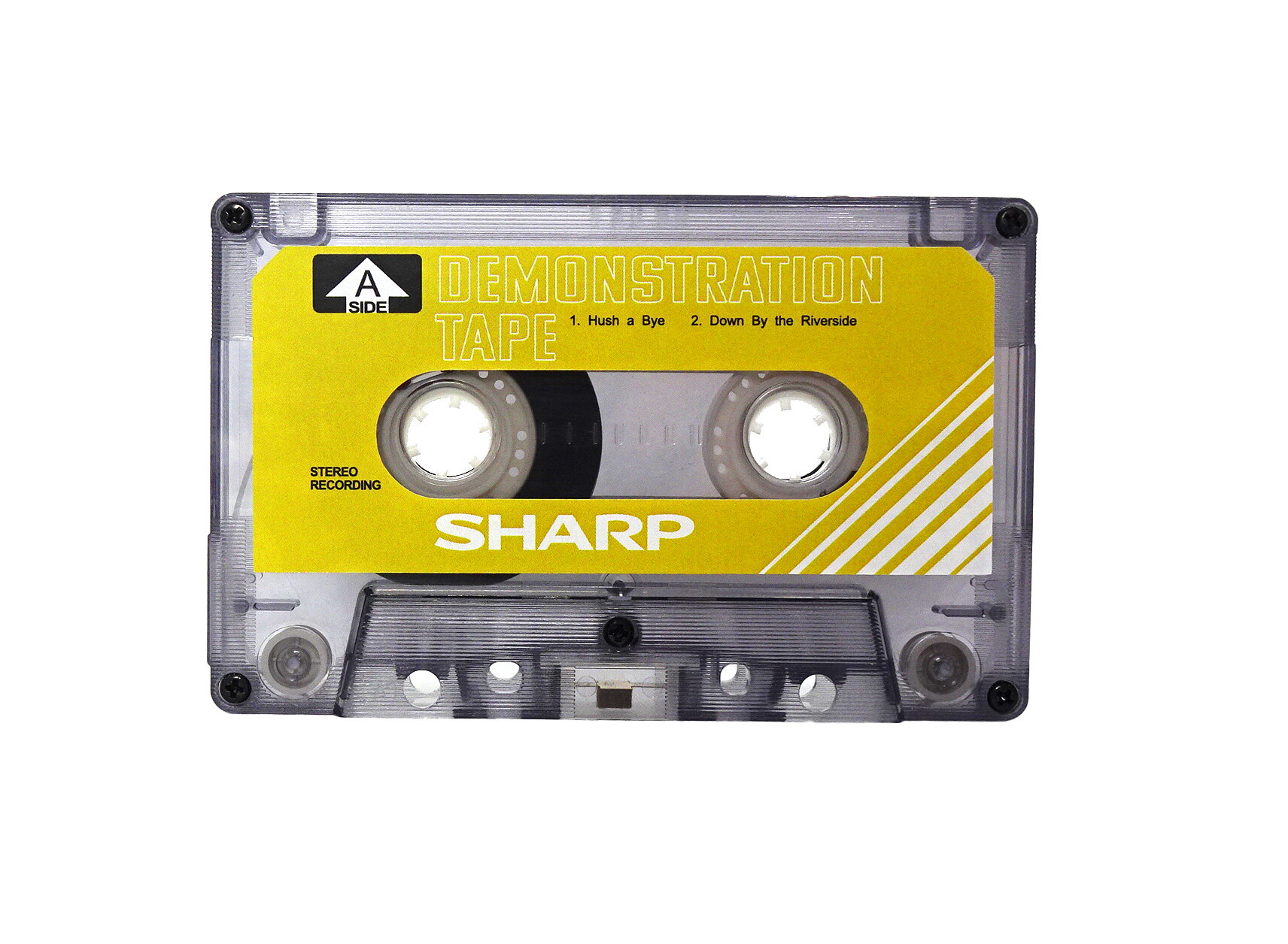 Аудиокассета SHARP демонстрационная жёлтая 30 минутная для магнитофонов SHARP. Бланк.