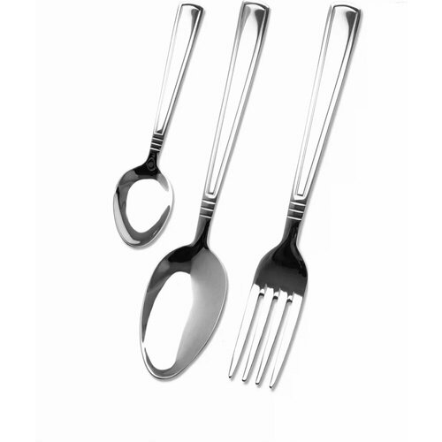 Набор столовых приборов VELERCART Standart (6 столовых ложек, 6 вилок и 6 чайных ложек), нержавеющая сталь, 18 предметов