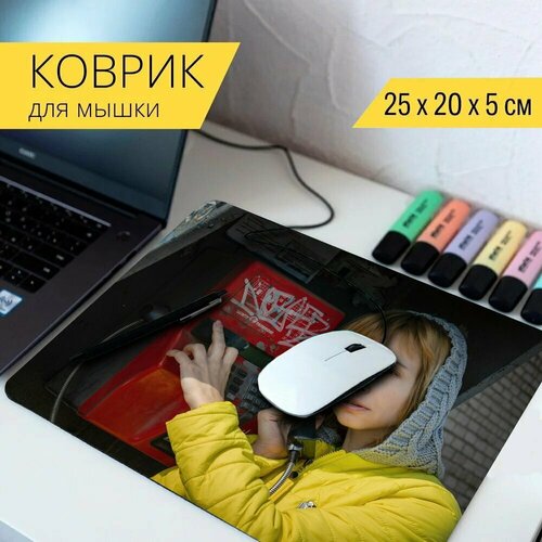 коврик для мыши с принтом женщина вызов телефонная будка 25x20см Коврик для мыши с принтом Женщина, вызов, телефонная будка 25x20см.