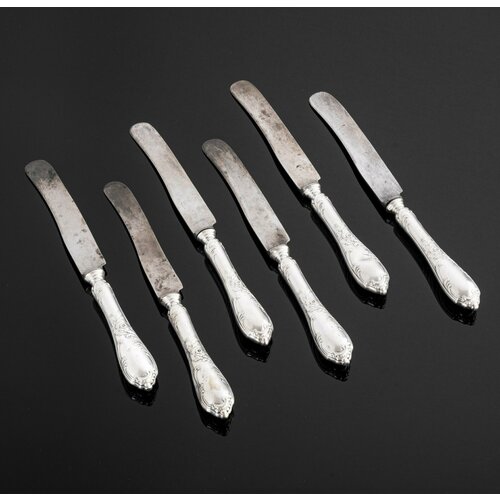 Набор столовых ножей на 6 персон с черенками, украшенными растительными побегами