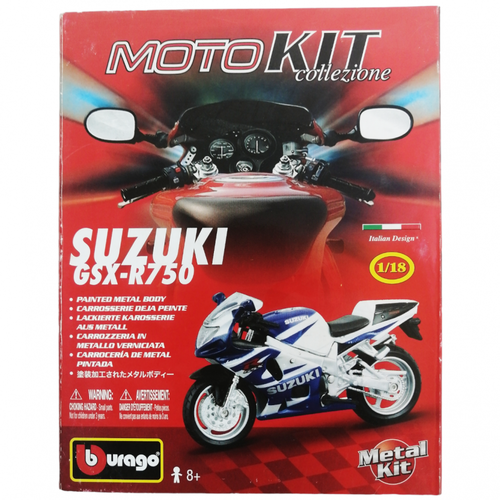 Suzuki GSX-R750 сборная модель мотоцикла 1:18 Bburago 18-55002 bburago коллекционный мотоцикл 1 18 cycle suzuki gsx r750