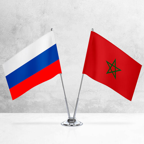 Настольные флаги России и Марокко на металлической подставке под серебро флаг марокко xvggdg 90x150 см баннер подвесные государственные флаги украшение для дома из марокко