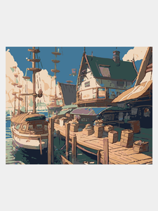 Картина по номерам Selfica "Лодки у причала" 40х50см.