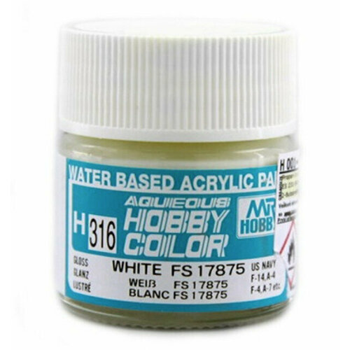 MR.HOBBY Краска акриловая на водной основе глянцевая H 316 Белый FS17875 (WHITE FS17875), 10мл