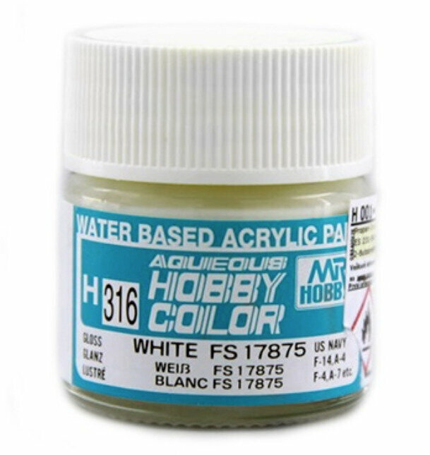 фото MR.HOBBY Краска акриловая на водной основе глянцевая H 316 Белый FS17875 (WHITE FS17875), 10мл