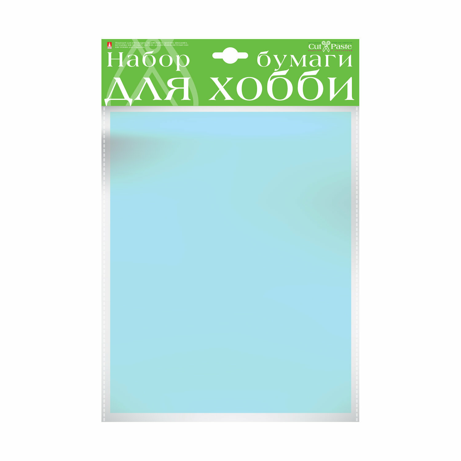 Набор цветной бумаги HOBBY TIME, А4 (222 х 352 мм), 10 листов, крашенная в массе, нежно-голубой, Арт : 2-065/12