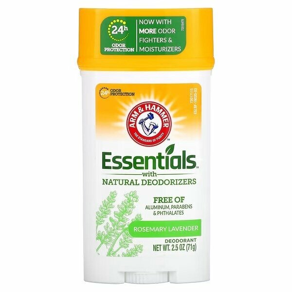 Arm & Hammer, Essentials Natural — дезодорант, для мужчин и женщин, свежий аромат, 71 г (2,5 унции)