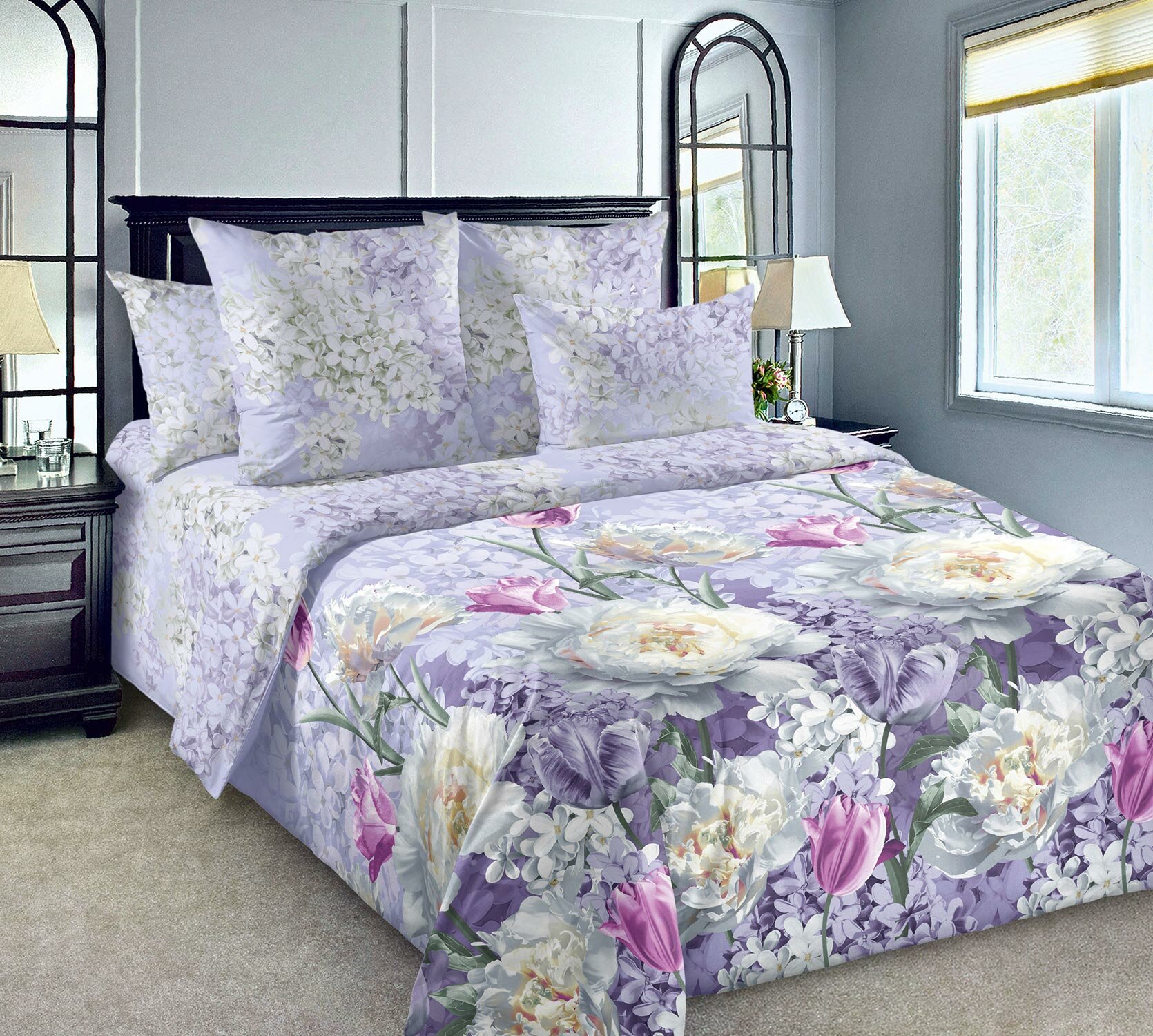 фото Постельное Белье «Айла арт. 4276ЧН» евростандарт Перкаль (100% хлопок)