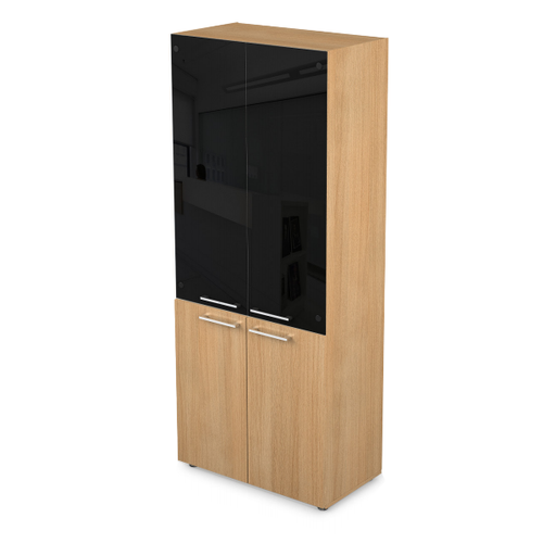 Шкаф для документов высокий Arredo ALSAV 10Ш.005/10ФК.003/10ФКс.001 Romano/ Черный глянец стекло 800*434*1946 черный