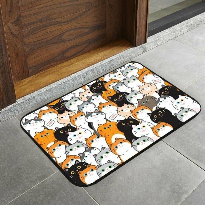 фото Коврик придверный влаговпитывающий Доляна, без окантовки, 40х60 см, цвет коричневый